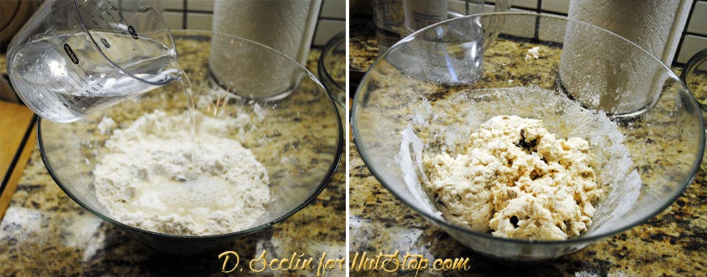 mix water with dry ingredients
