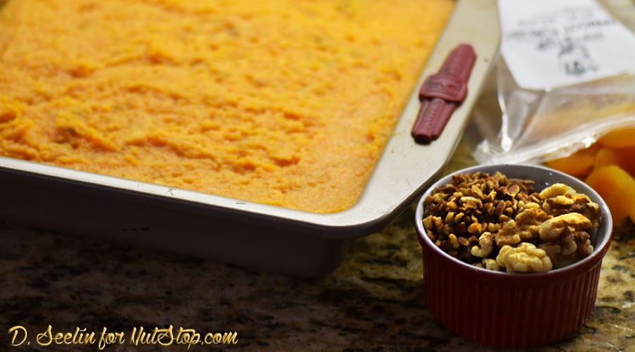 Sweet Potato Casserole with pecans, Walnuts and Dried Apricots