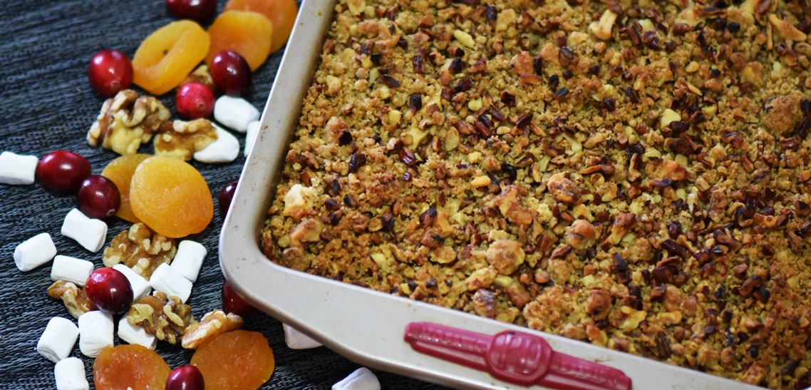 Holiday Cranberry Sauce with Figs and Sweet Potato Casserole with Pecans, Dried Apricots and Walnuts Recipes