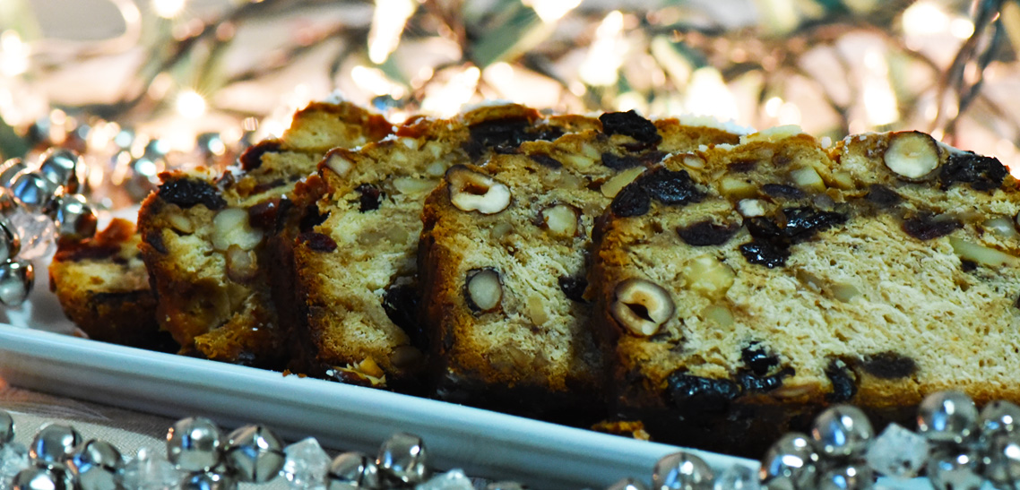 Christmas Stollen with Nuts and Dried Fruits