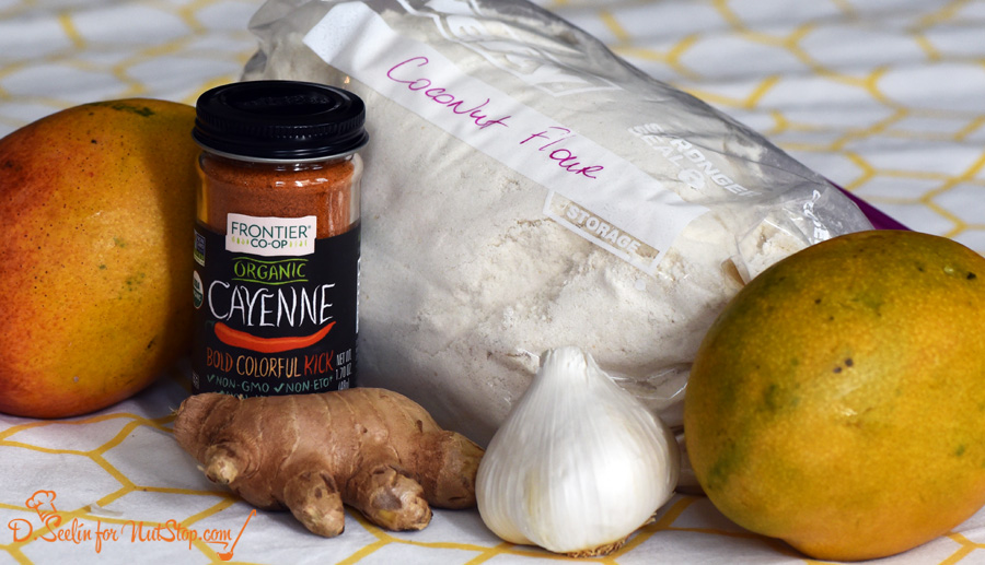 ingredients for spicy mango and coconut flour chicken