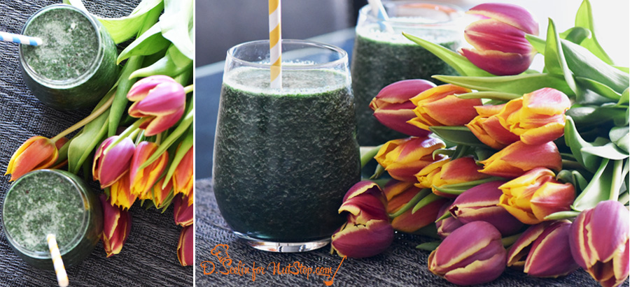 enjoy your green smoothie with spirulina and chlorella